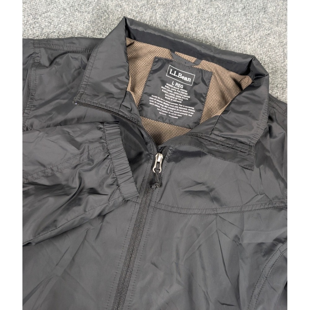 LL Bean Lightweight Rain/Wind Jacket Womens Large Rg Black Mesh Lined No Hood